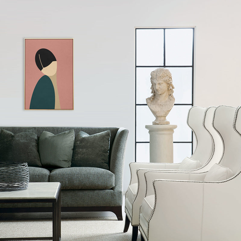 Brehn | Nordic Style Stehende Figur Leinwand in Hellfarbig Strukturiertes Gemälde für Badezimmer