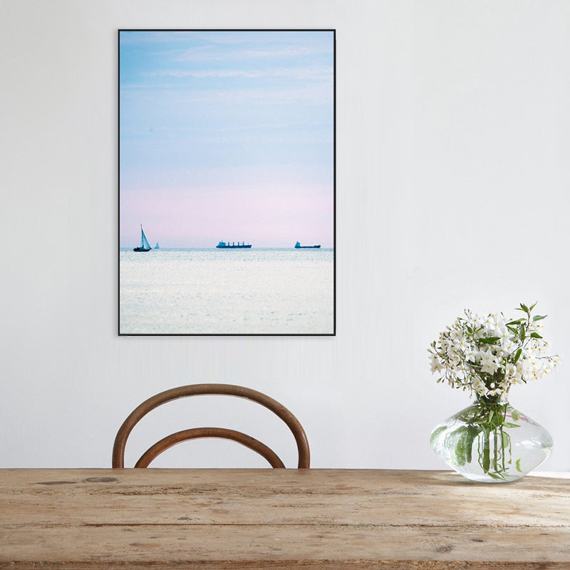 Brehn | Tropix Leinwand Wandkunst Pink und Blaue Ozeanszenerie mit Sonnenuntergangslicht Wanddekoration