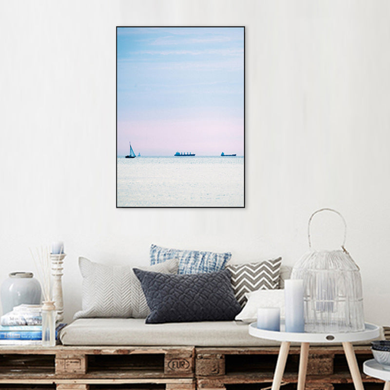 Brehn | Tropix Leinwand Wandkunst Pink und Blaue Ozeanszenerie mit Sonnenuntergangslicht Wanddekoration