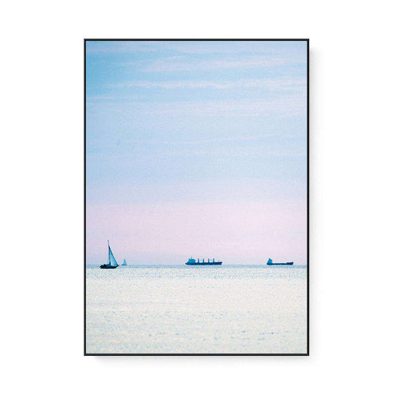 Brehn | Tropix Leinwand Wandkunst Pink und Blaue Ozeanszenerie mit Sonnenuntergangslicht Wanddekoration