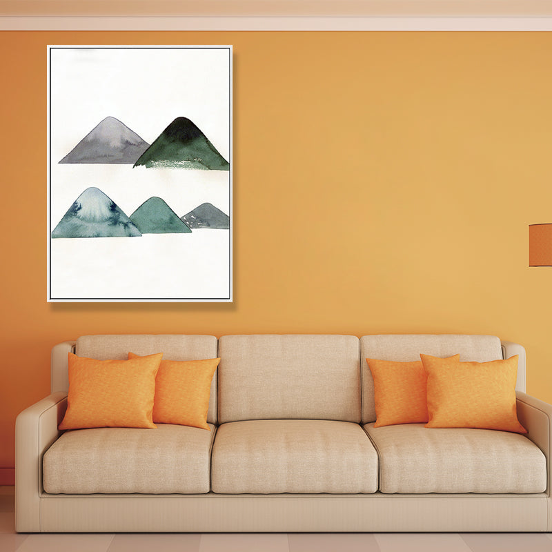 Brehn | Niedliches Bergzeichnung Wandkunst Asiatischer Texturierter Leinwanddruck in Weiß für das Esszimmer