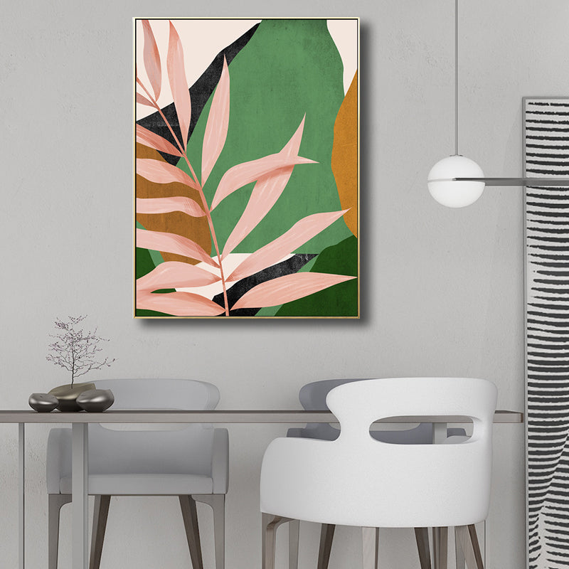 Brehn | Nordic Botanics Blatt Wandkunst Leinwand Texturiert Grünes Wanddekor für Kinderzimmer