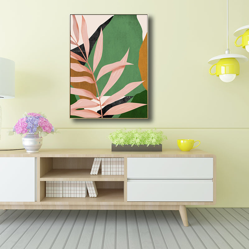 Brehn | Nordic Botanics Blatt Wandkunst Leinwand Texturiert Grünes Wanddekor für Kinderzimmer