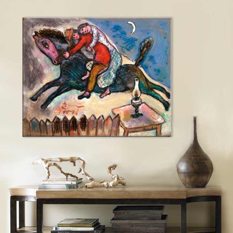 Brehn | Paar auf Pferd Wandkunst Braun Leinwand Malerei Texturiert für Wohnzimmer, Multiple Größen