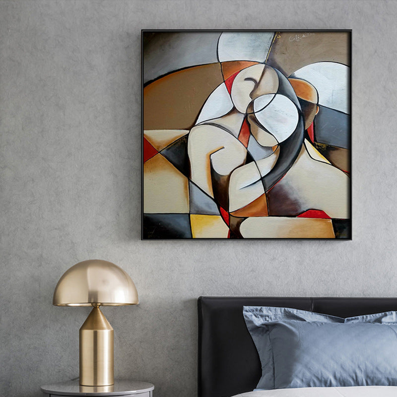 Brehn | Texturiertes Khaki-Canvas Modern Art Halb-Wach Liebhaber Malerei Wanddekor für Schlafzimmer