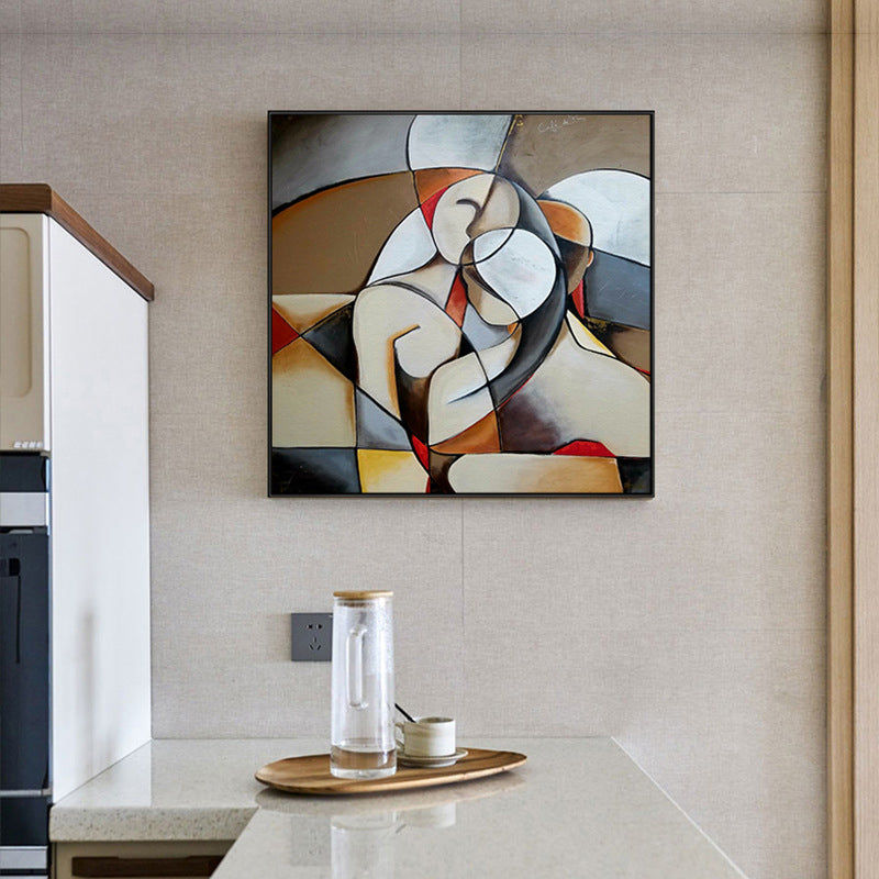 Brehn | Texturiertes Khaki-Canvas Modern Art Halb-Wach Liebhaber Malerei Wanddekor für Schlafzimmer