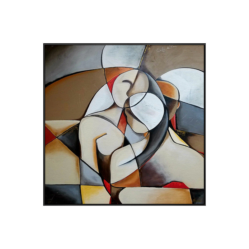 Brehn | Texturiertes Khaki-Canvas Modern Art Halb-Wach Liebhaber Malerei Wanddekor für Schlafzimmer