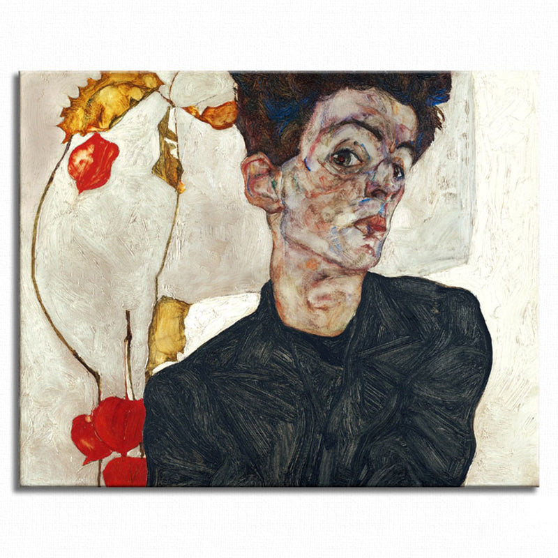 Brehn | Self-Portrait Wandkunst Texturierte Landhaus Speisemraum Leinwanddruck in Schwarz, Mehrere Größenoptionen