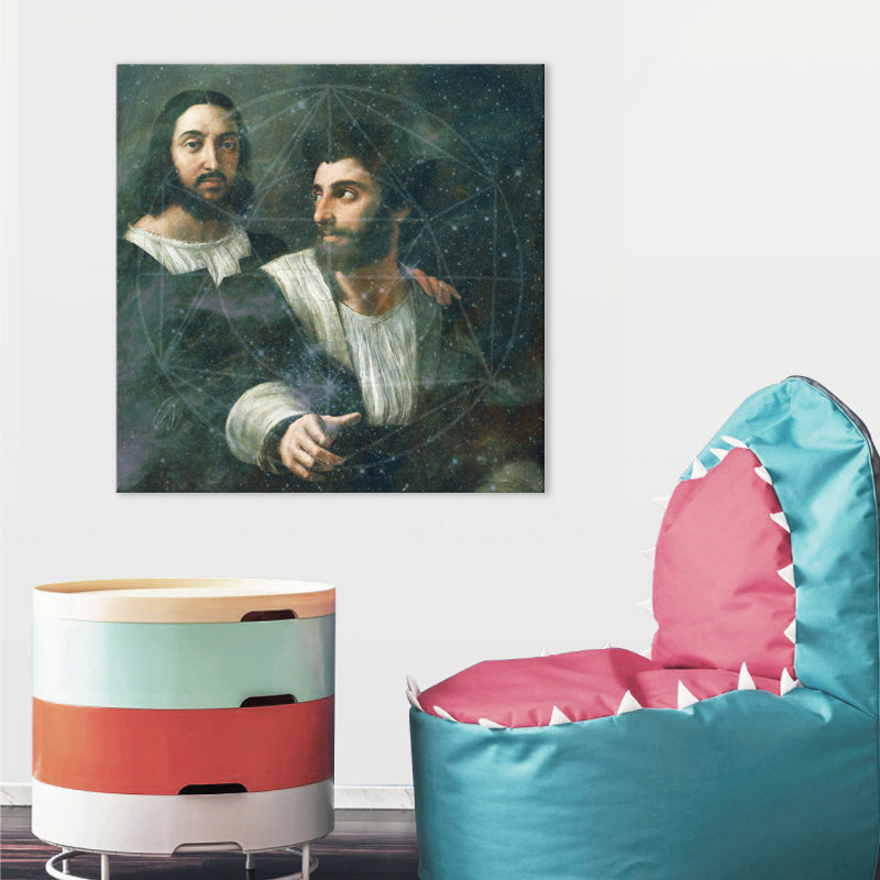 Brehn | Raphael Galaxy Leinwandkunst Vintage Texturiert Wohnzimmerschmuck in Grau (Mehrere Größen Verfügbar)
