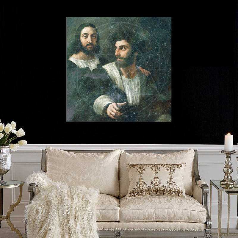 Brehn | Raphael Galaxy Leinwandkunst Vintage Texturiert Wohnzimmerschmuck in Grau (Mehrere Größen Verfügbar)