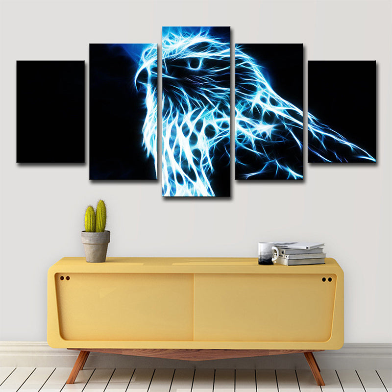 Brehn | Eagle Canvas Wanddecoratie Woonkamer Dier Wanddecoratie in Blauw op Zwart, Meerdere Stukken