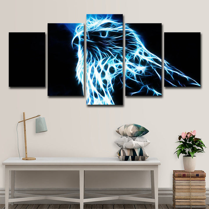 Brehn | Eagle Canvas Wanddecoratie Woonkamer Dier Wanddecoratie in Blauw op Zwart, Meerdere Stukken