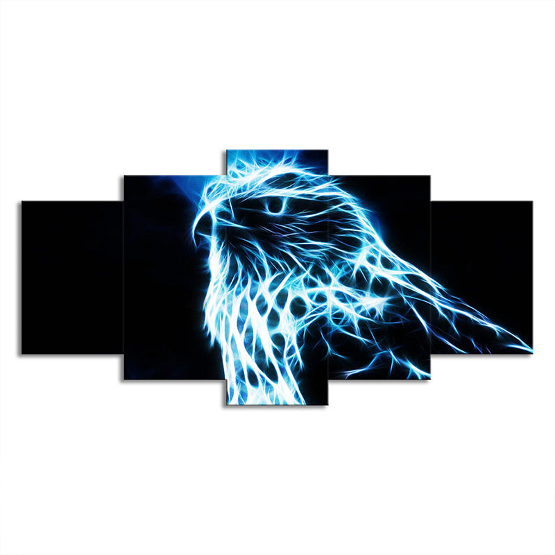 Brehn | Eagle Canvas Wanddecoratie Woonkamer Dier Wanddecoratie in Blauw op Zwart, Meerdere Stukken