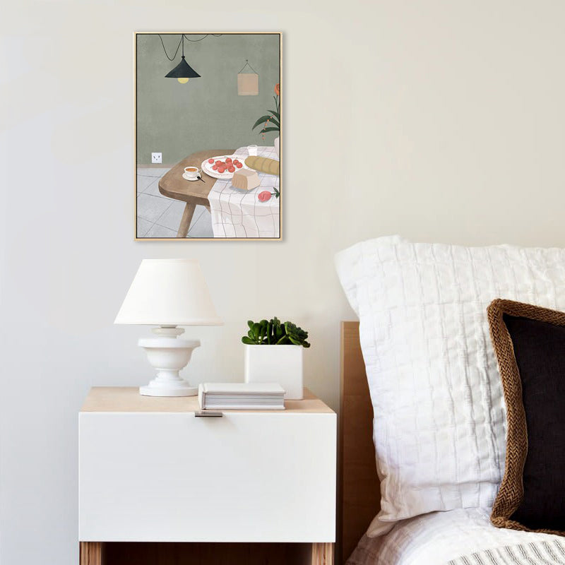 Brehn | Esstisch und Kirschbaum Leinwand Texturiert Nordischer Stil für Mädchen Schlafzimmer Malerei