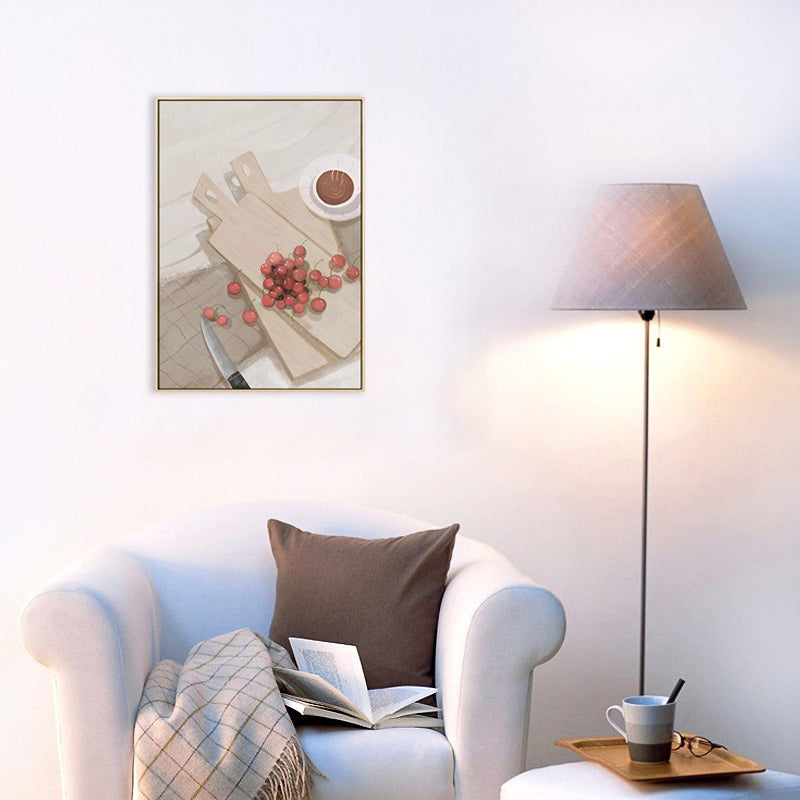 Brehn | Esstisch und Kirschbaum Leinwand Texturiert Nordischer Stil für Mädchen Schlafzimmer Malerei