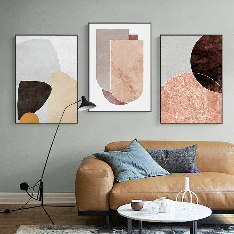 Brehn | Weiche Farbige Geometrische Kunst Drucke Abstrakt Nordisch Texturiert Leinwand für Wohnzimmer