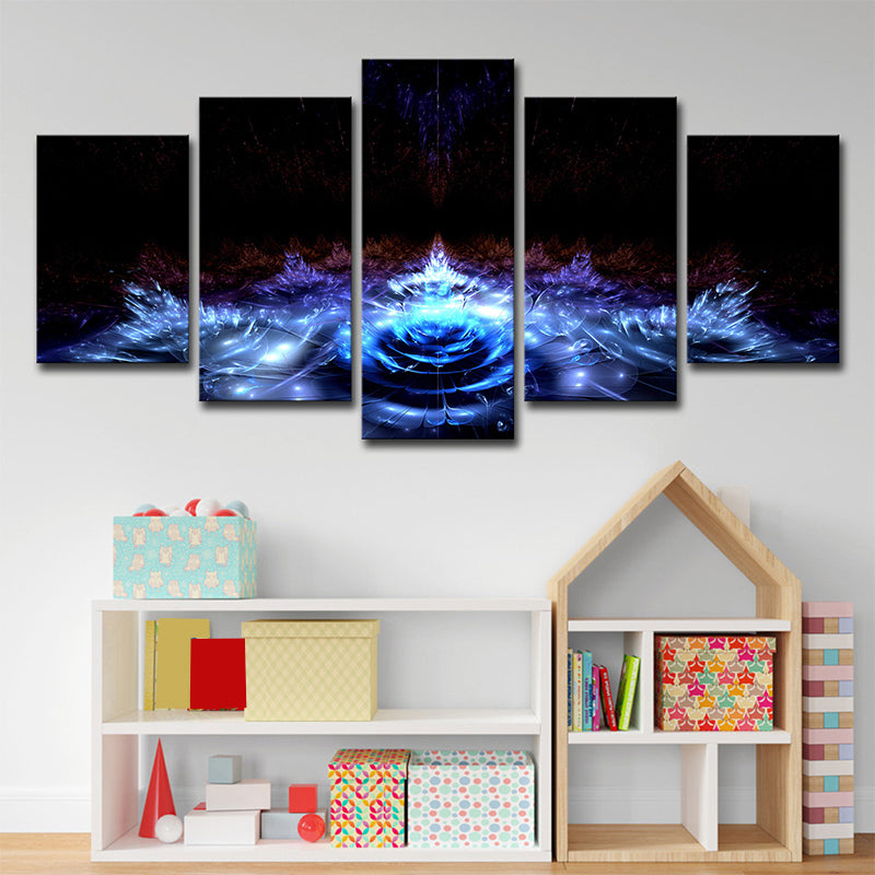 Brehn | Wasserlilien Leinwand Wandkunst Schwarz und Blau Moderner Stil Wanddekoration für das Wohnzimmer