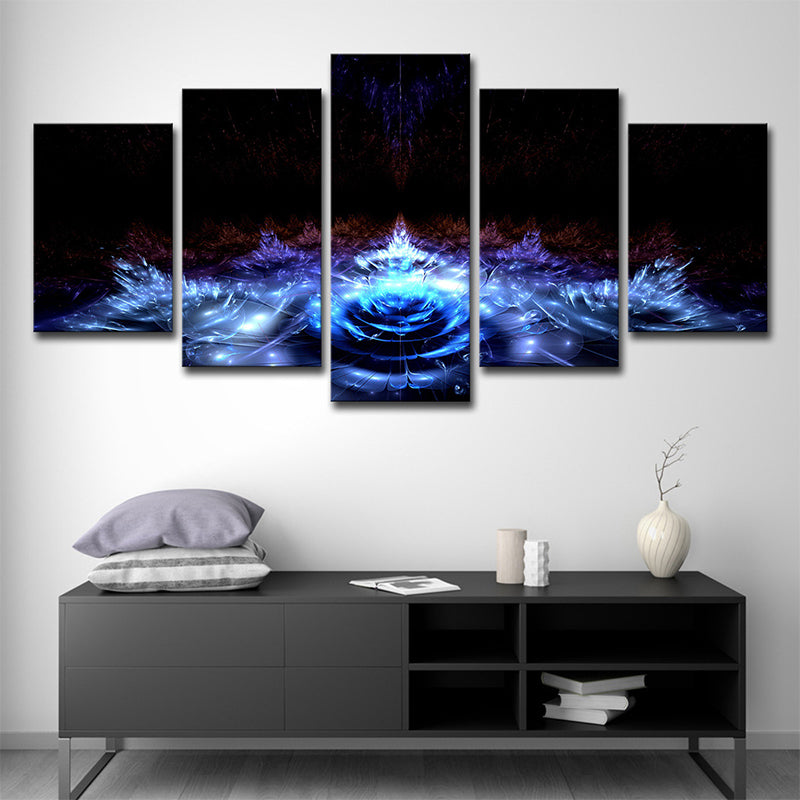 Brehn | Wasserlilien Leinwand Wandkunst Schwarz und Blau Moderner Stil Wanddekoration für das Wohnzimmer