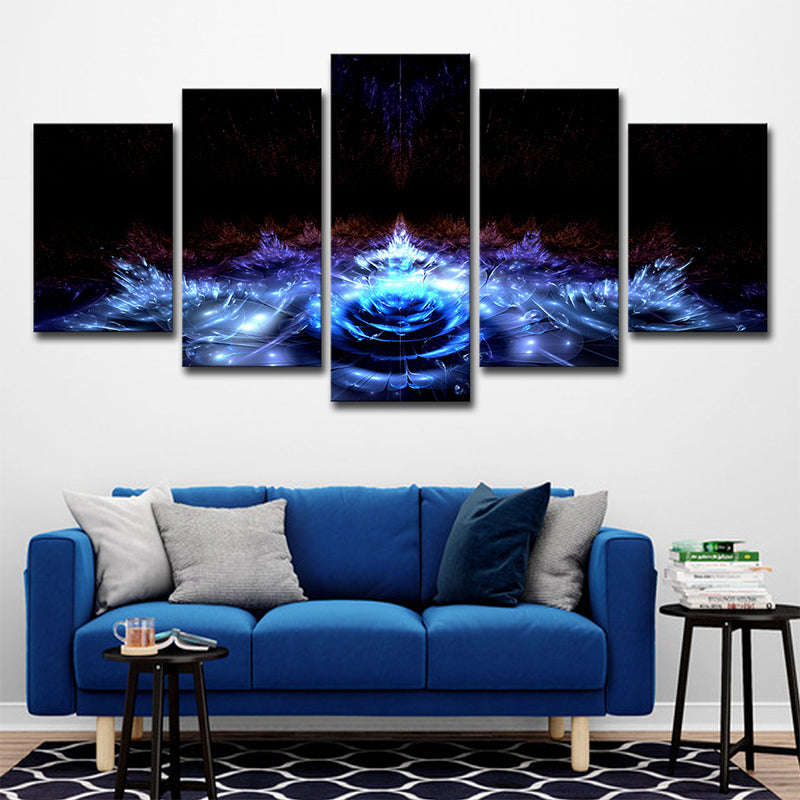 Brehn | Wasserlilien Leinwand Wandkunst Schwarz und Blau Moderner Stil Wanddekoration für das Wohnzimmer