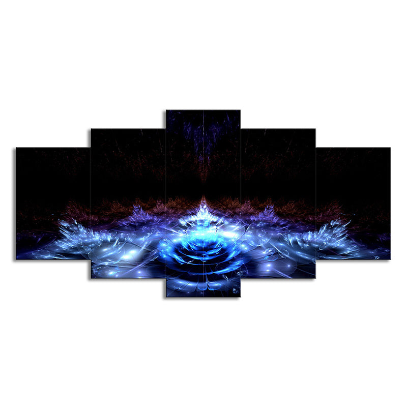 Brehn | Wasserlilien Leinwand Wandkunst Schwarz und Blau Moderner Stil Wanddekoration für das Wohnzimmer