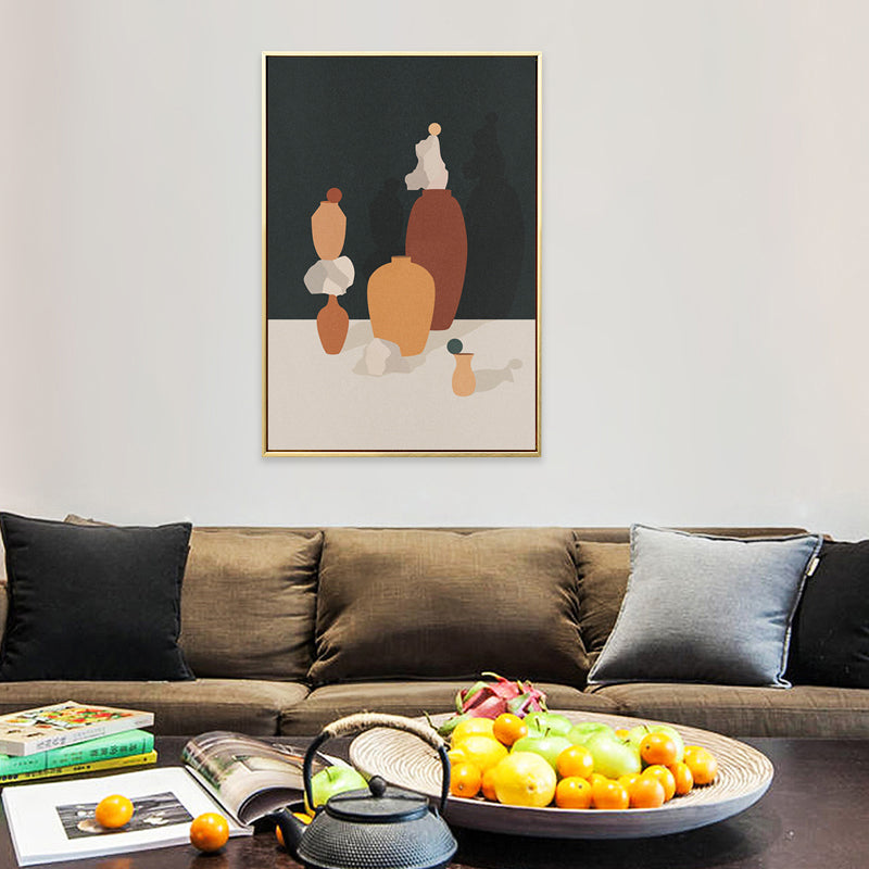 Brehn | Braune Keramiktöpfe Malerei Texturiert Wandkunst Dekor für das Wohnzimmer, mehrere Größen