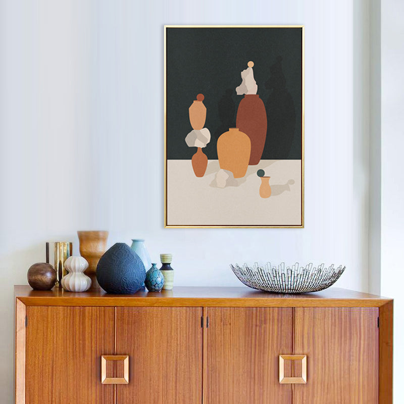 Brehn | Braune Keramiktöpfe Malerei Texturiert Wandkunst Dekor für das Wohnzimmer, mehrere Größen