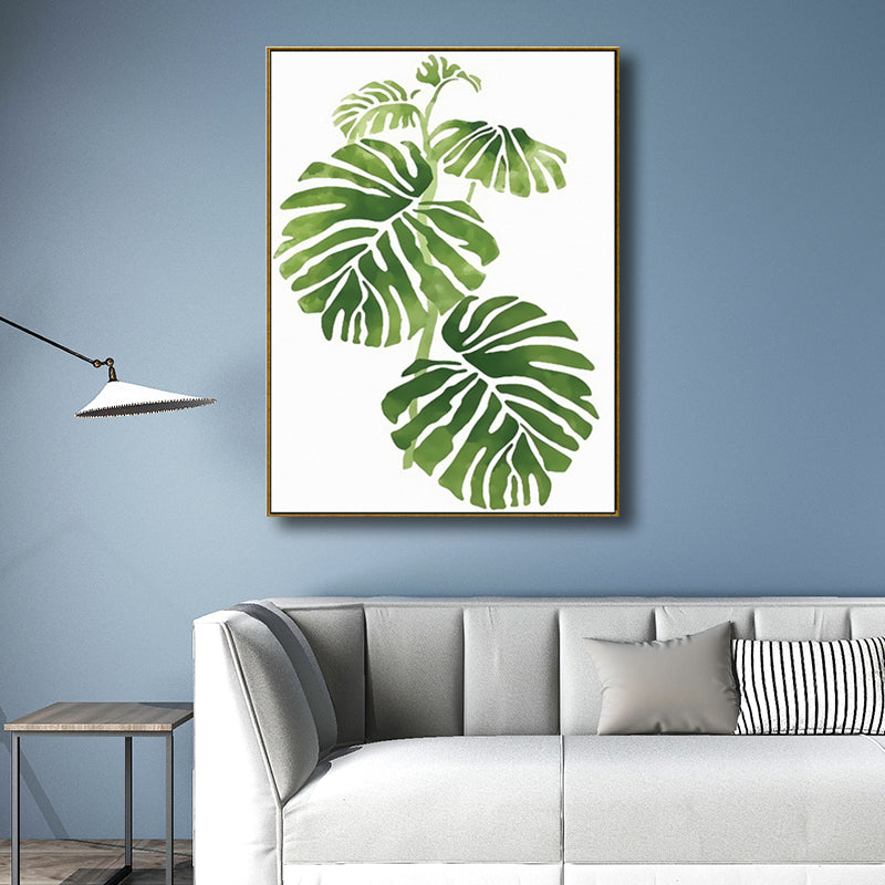 Brehn | Zeichnung Druck Pflanzenblätter Leinwand Grün Nordic Stil Wandkunst für Esszimmer