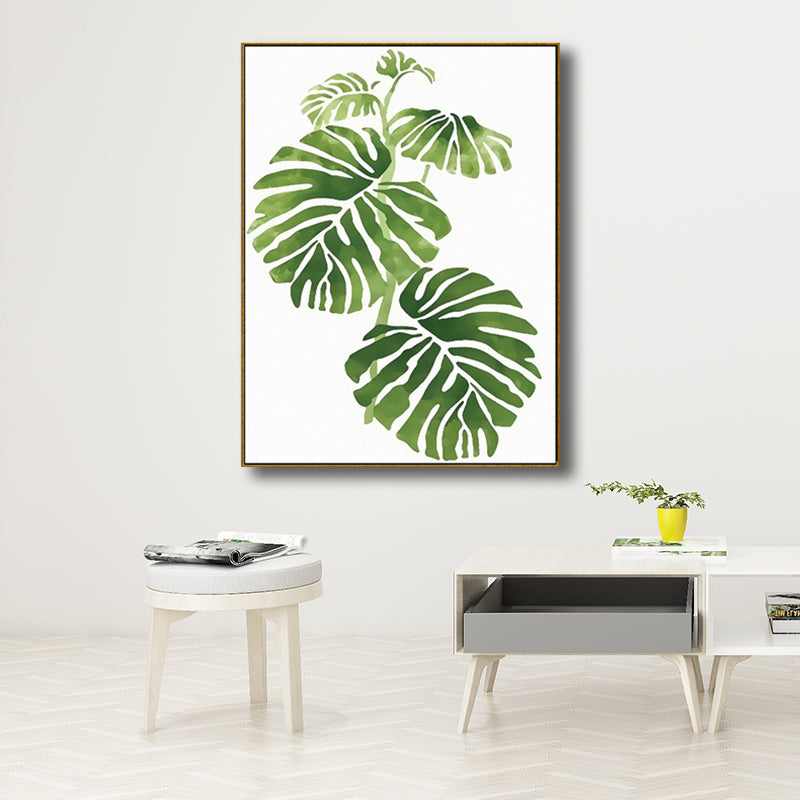 Brehn | Zeichnung Druck Pflanzenblätter Leinwand Grün Nordic Stil Wandkunst für Esszimmer