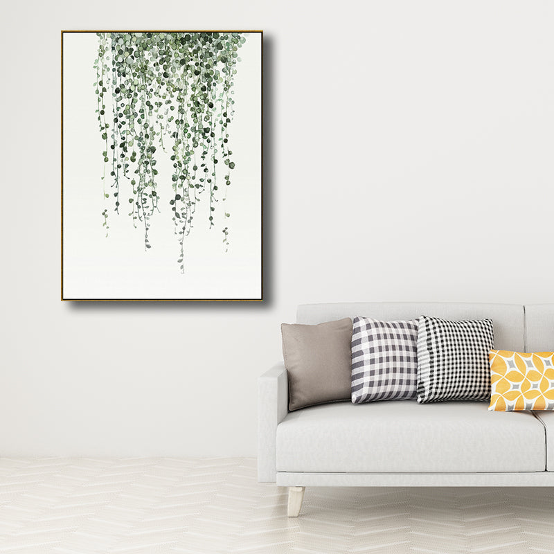 Brehn | Zeichnung Druck Pflanzenblätter Leinwand Grün Nordic Stil Wandkunst für Esszimmer
