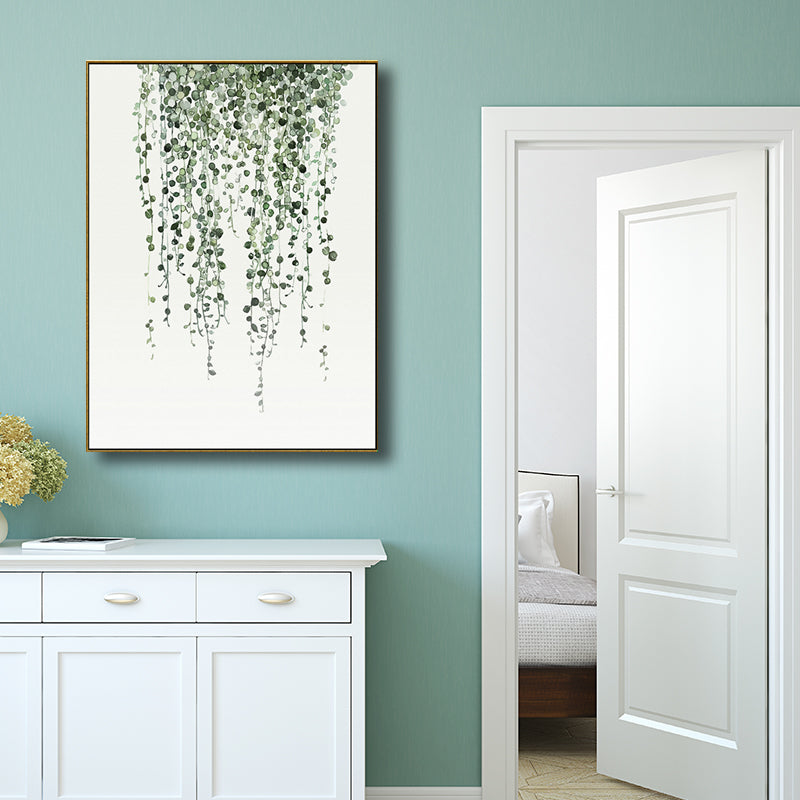 Brehn | Zeichnung Druck Pflanzenblätter Leinwand Grün Nordic Stil Wandkunst für Esszimmer