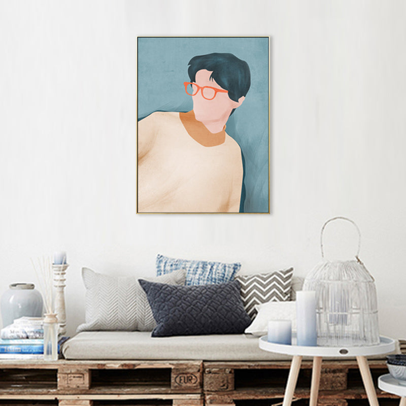 Brehn | Nordic Figure Drawing Wandkunst Pastellfarbe Texturiertes Leinwanddruck für Teenager Schlafzimmer
