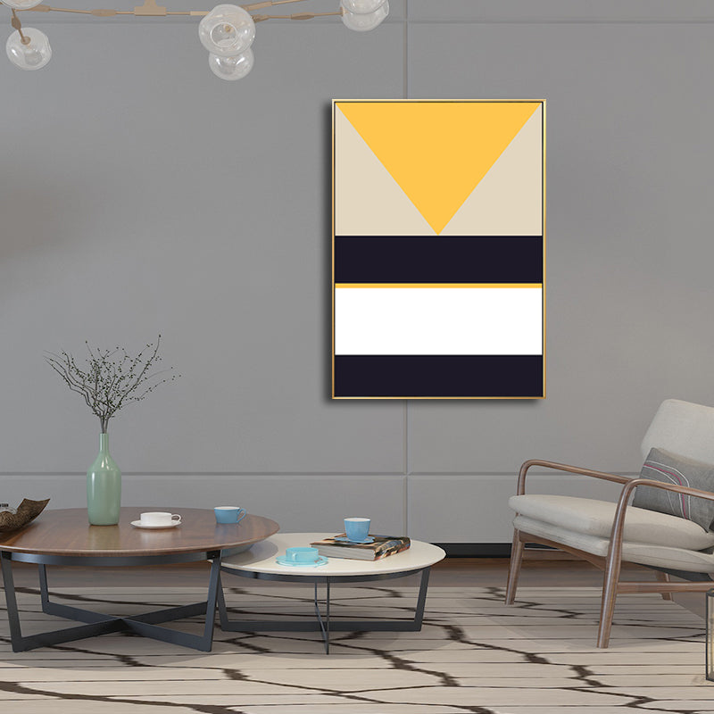 Brehn | Skandinavische Geometrie Wanddekoration Leinwand Texturiertes Gelbes Gemälde für das Wohnzimmer