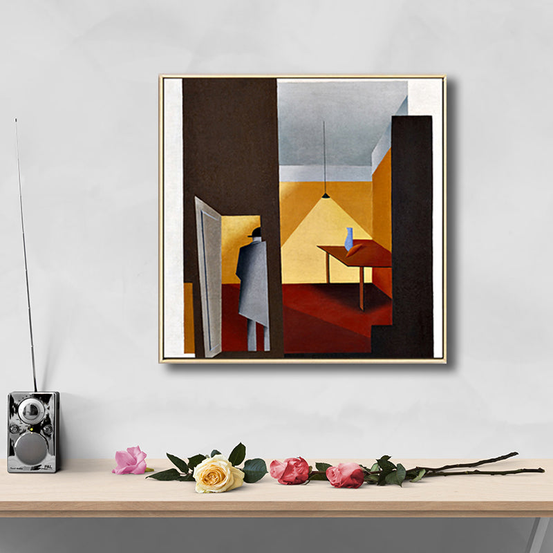 Brehn | Traditionelle Geometrische Malerei Leinwand Texturiert Pastellfarbe Quadratische Wanddekoration für das Wohnzimmer