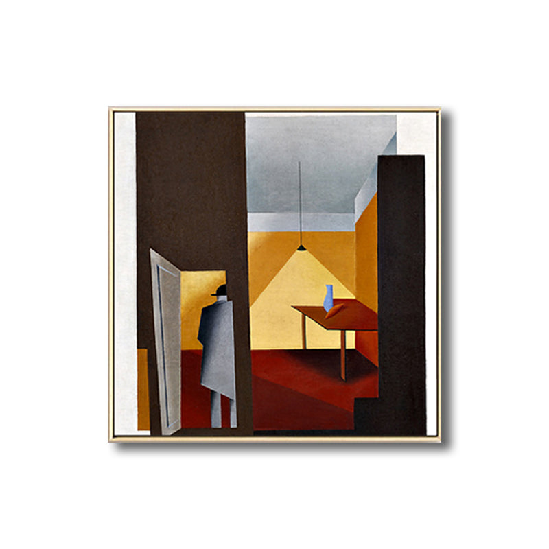 Brehn | Traditionelle Geometrische Malerei Leinwand Texturiert Pastellfarbe Quadratische Wanddekoration für das Wohnzimmer