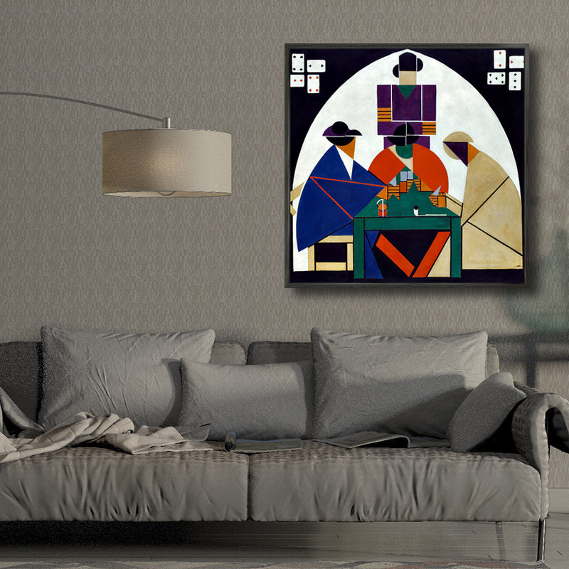 Brehn | Traditionelle Geometrische Malerei Leinwand Texturiert Pastellfarbe Quadratische Wanddekoration für das Wohnzimmer