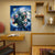 Brehn | Textured People Malen Eine Menge Blumen und Mond Blaue Wandkunst Dekor für Schlafzimmer