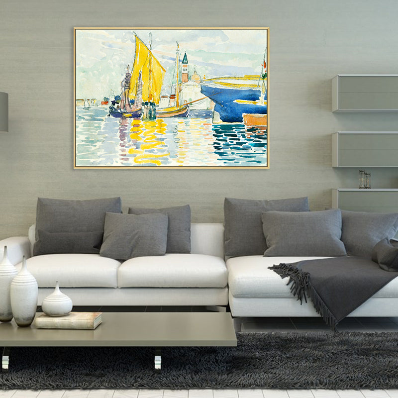 Brehn | Transportiertes Eingewickeltes Leinwand Traditionelle Texturierte Wandkunst in Gelb für das Esszimmer