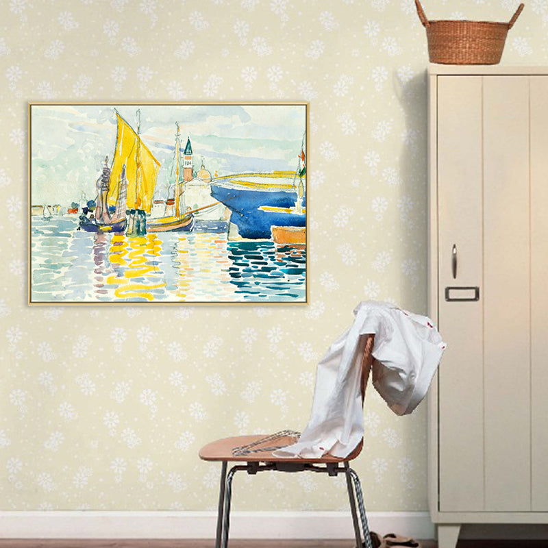 Brehn | Transportiertes Eingewickeltes Leinwand Traditionelle Texturierte Wandkunst in Gelb für das Esszimmer