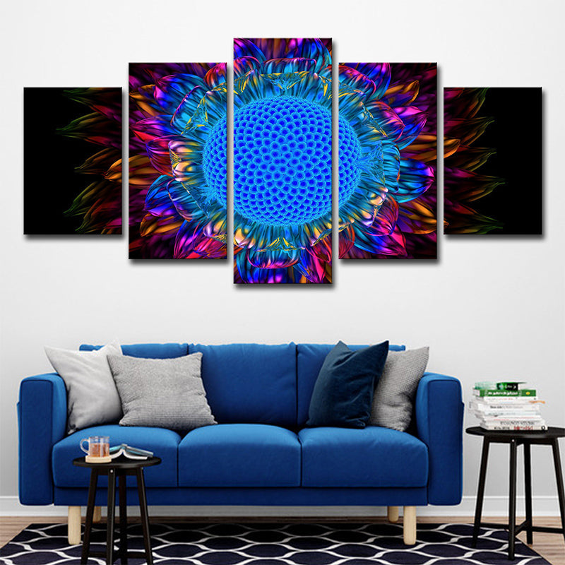 Brehn | Modern Sonnenblume Kunst Druck Leinwand Mehrteilig Blau Wanddekoration für Hausinterieur