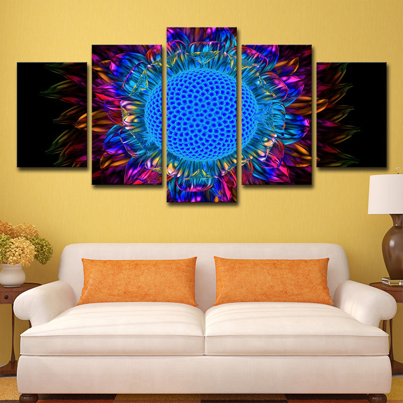 Brehn | Modern Sonnenblume Kunst Druck Leinwand Mehrteilig Blau Wanddekoration für Hausinterieur