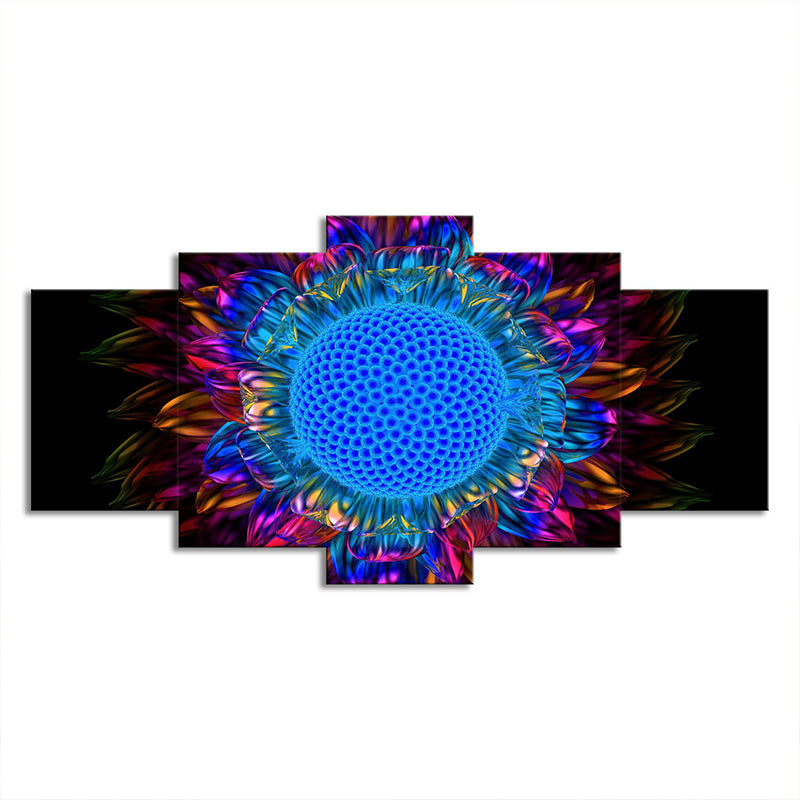Brehn | Modern Sonnenblume Kunst Druck Leinwand Mehrteilig Blau Wanddekoration für Hausinterieur