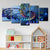 Brehn | Blaue Schmetterling Wandkunst Pfauenfeder Modernes Mehrteiliges Canvas für das Schlafzimmer