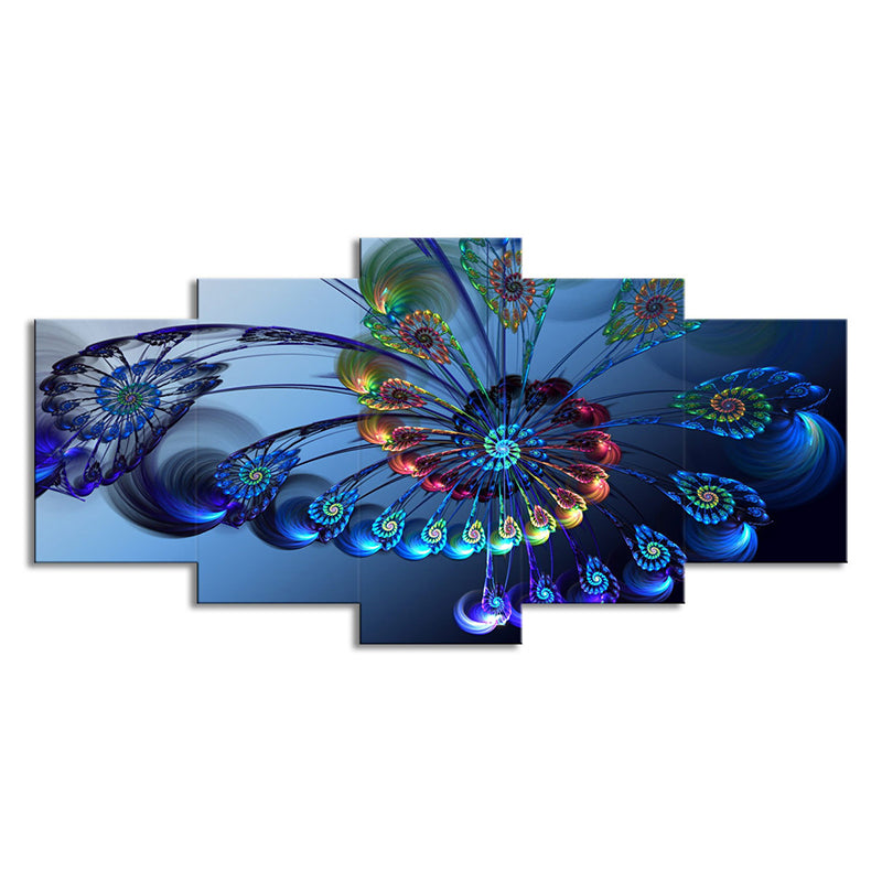 Brehn | Blaue Schmetterling Wandkunst Pfauenfeder Modernes Mehrteiliges Canvas für das Schlafzimmer