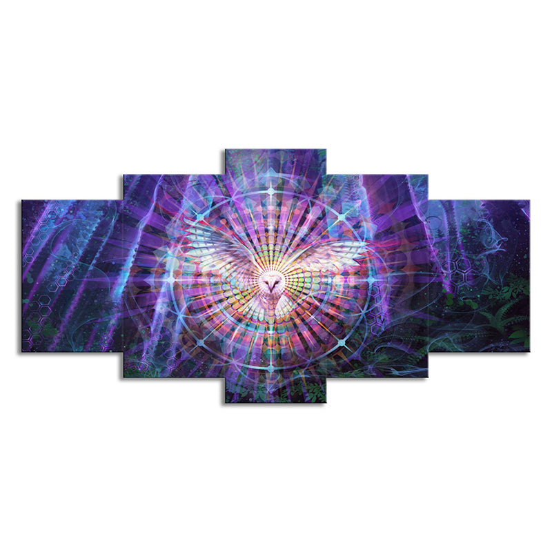 Brehn | Kaleidoskop Wandkunst Schlafzimmer Nachteule Leinwanddruck in Lila, Mehrteilig