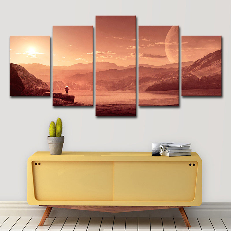 Brehn | Mars Sunset View Wandkunst Esszimmer Außenansicht Leinwand in Orange für Dekor