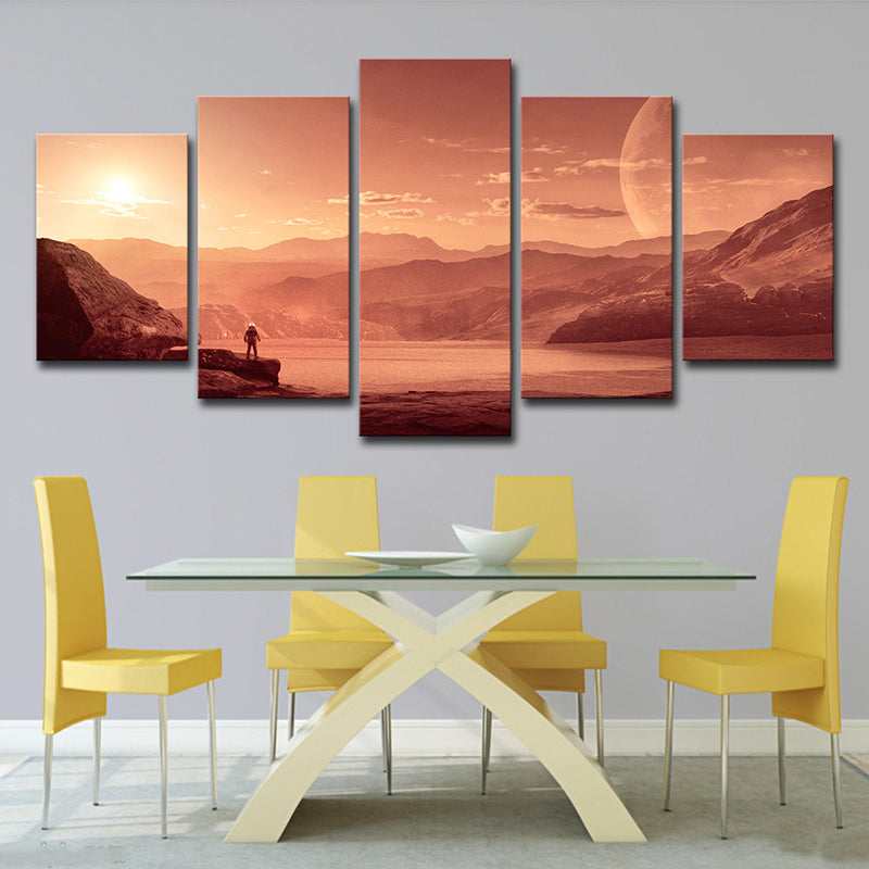 Brehn | Mars Sunset View Wandkunst Esszimmer Außenansicht Leinwand in Orange für Dekor