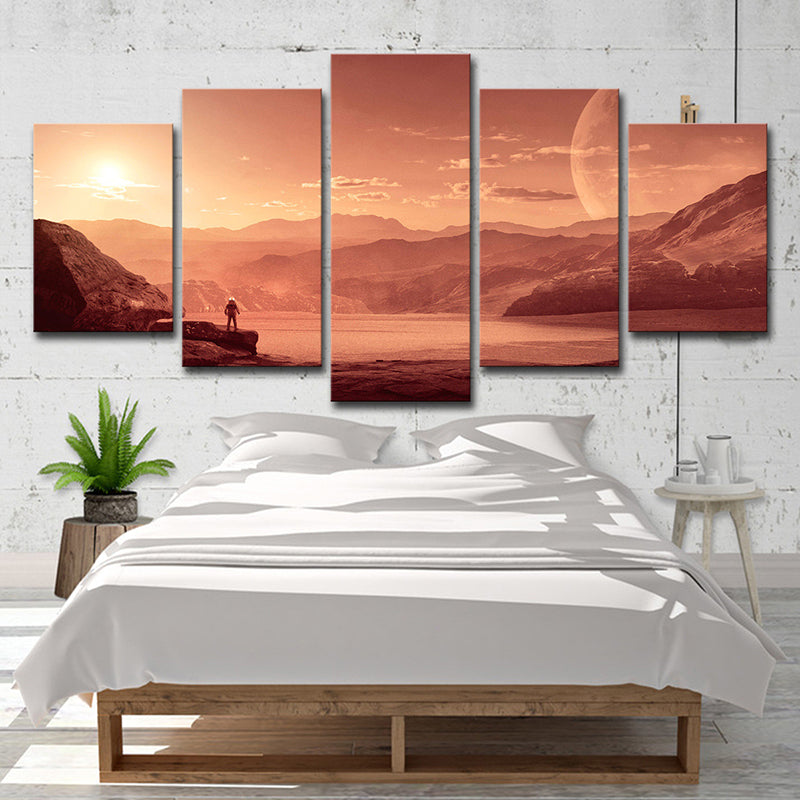 Brehn | Mars Sunset View Wandkunst Esszimmer Außenansicht Leinwand in Orange für Dekor