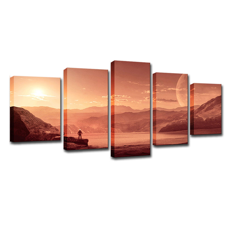 Brehn | Mars Sunset View Wandkunst Esszimmer Außenansicht Leinwand in Orange für Dekor