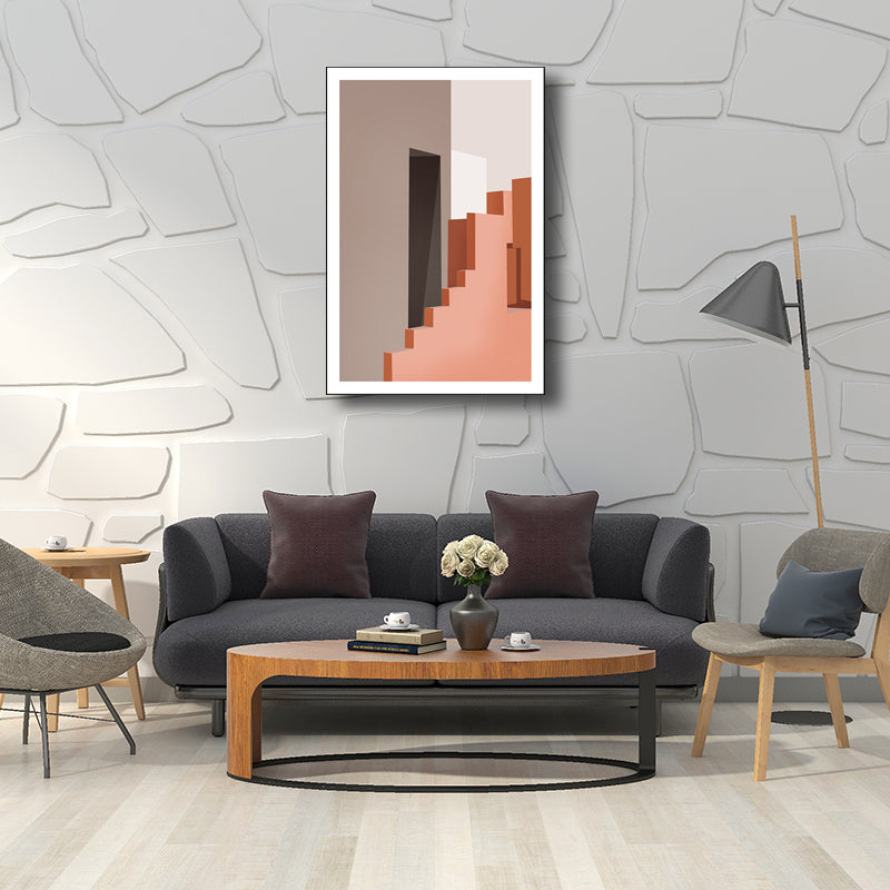 Brehn | Interior Treppe Leinwand in Pink Skandinavisch Stil Wanddekoration für Esszimmer