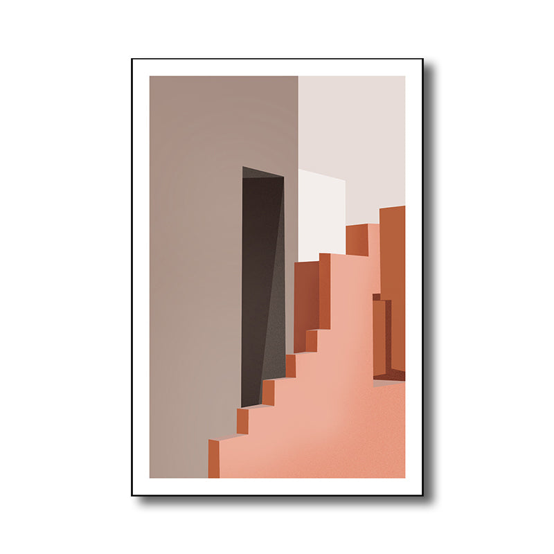 Brehn | Interior Treppe Leinwand in Pink Skandinavisch Stil Wanddekoration für Esszimmer